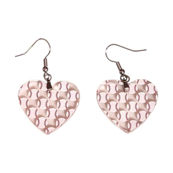 Home Run Hearts – Acrylic Drop Earrings - Picture 1 of 1